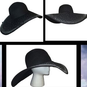 💕NWT Black Beach Hat w/Bling Embellishments💕OSFM